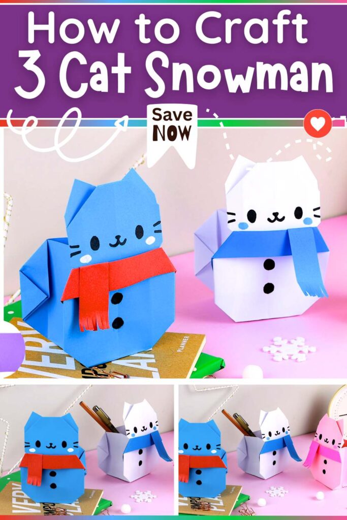 Origami Snowman Cats