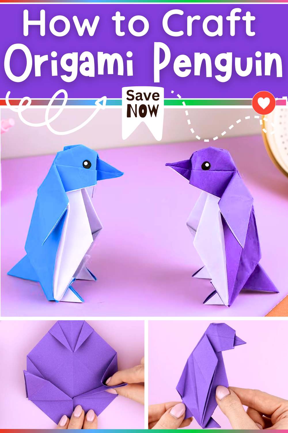 Standing Origami Penguin Birds