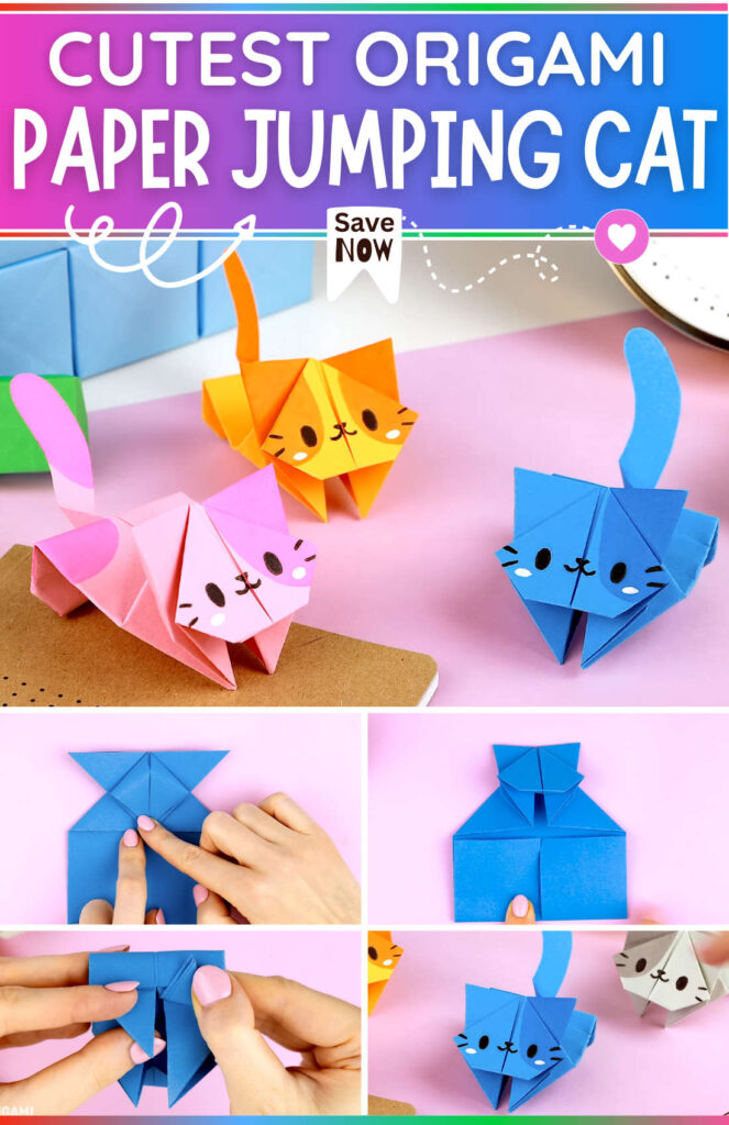 CUTEST ORIGAMI Paper Jumping Cat