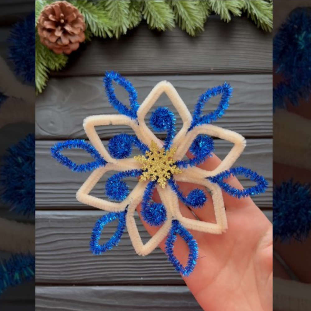 Colorful Snowflake from Pipe Cleaners