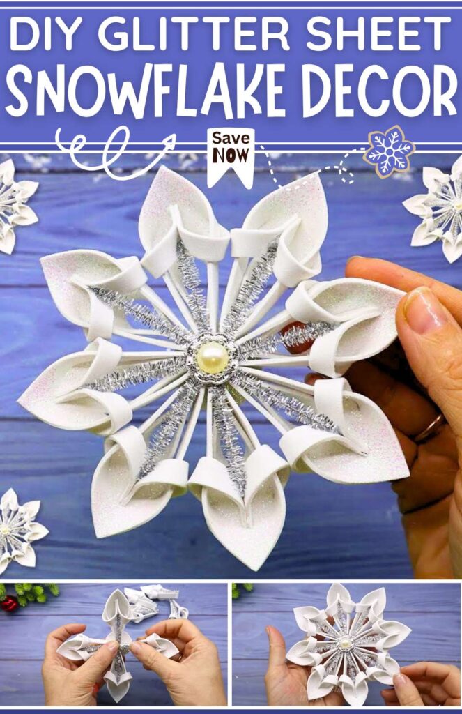 DIY GLITTER SHEET SNowflakes Decor (1)