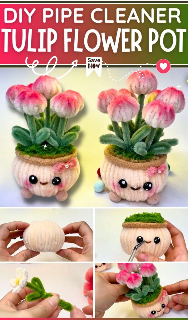 DIY PIPE CLEANER TULIP FLOWER POT
