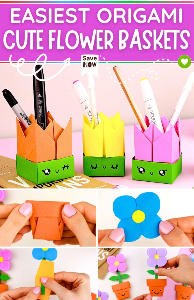 EASIEST ORIGAMI Cute Flower Baskets