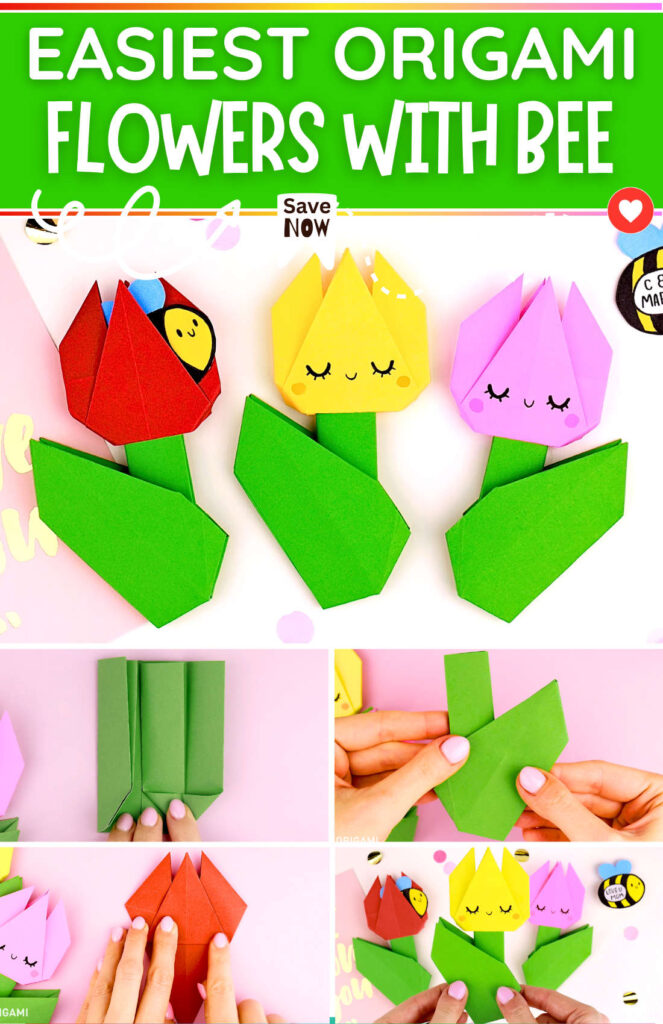 EASIEST ORIGAMI Flowers with Bee