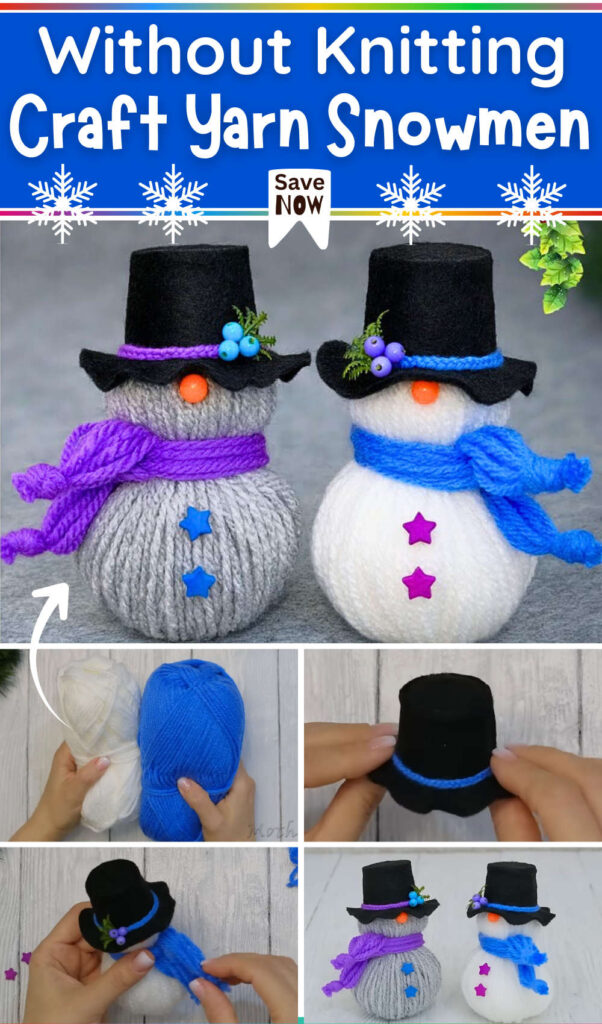 Without Knitting Craft Yarn Snowmen