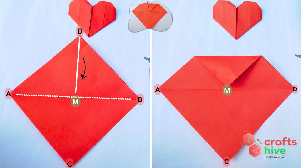 Step #3 Make Inside Fold of Heart 