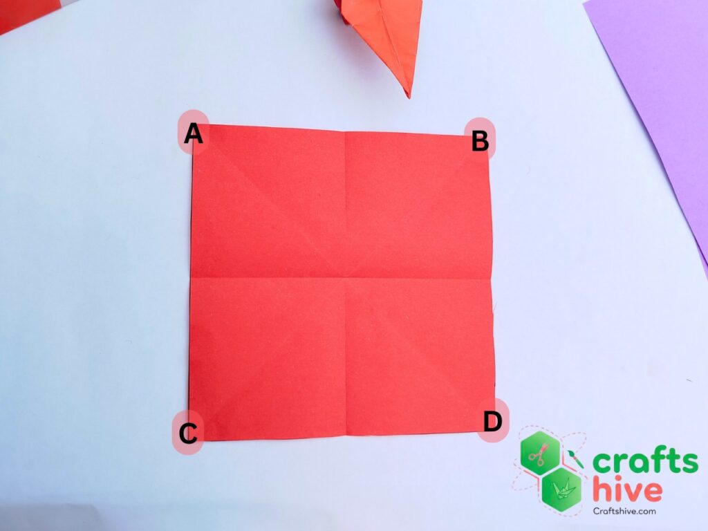 creases after half and diagonal fold