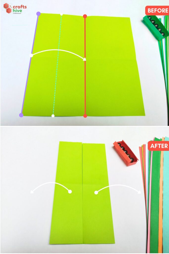 Step #2 Vertical Quarter Creases