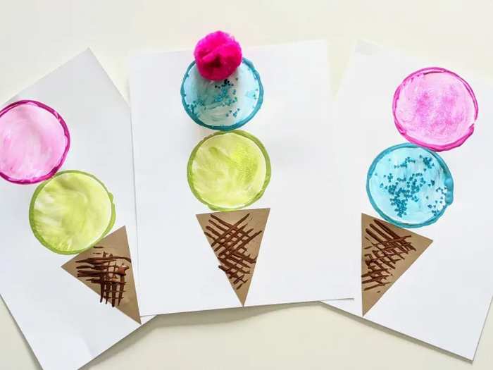 Colorful ice cream stamp art for kids