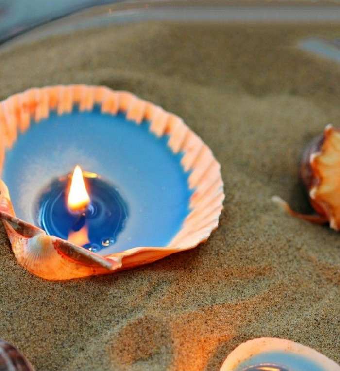 Handmade DIY seashell candles decoration