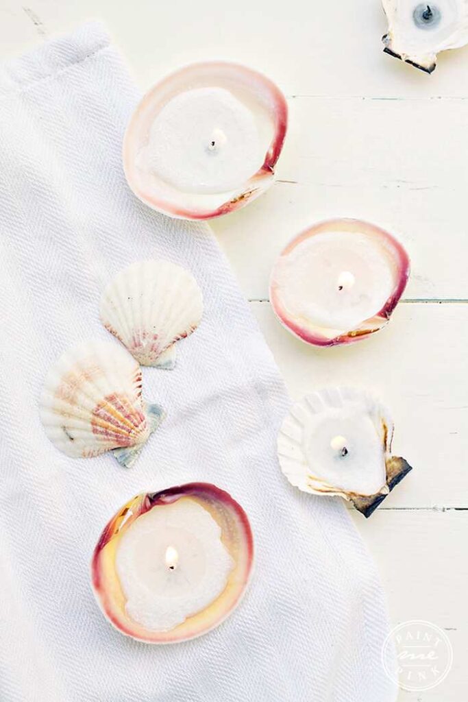 DIY seashell candles handmade decor
