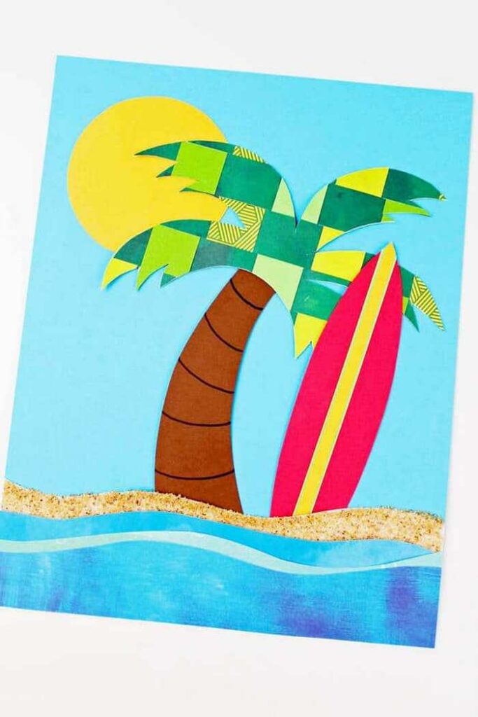 Colorful summer paper weaving craft for kids