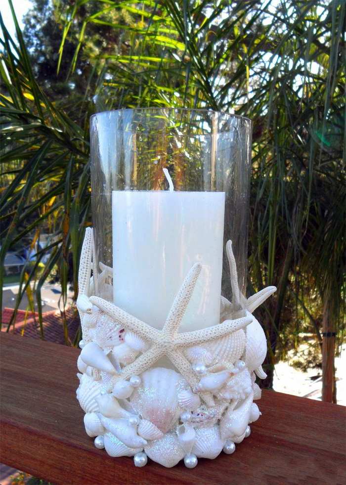 Seashell candleholder beachcomber style