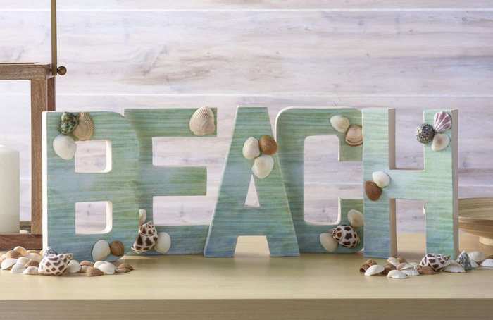 Beach letters summer decor with shells