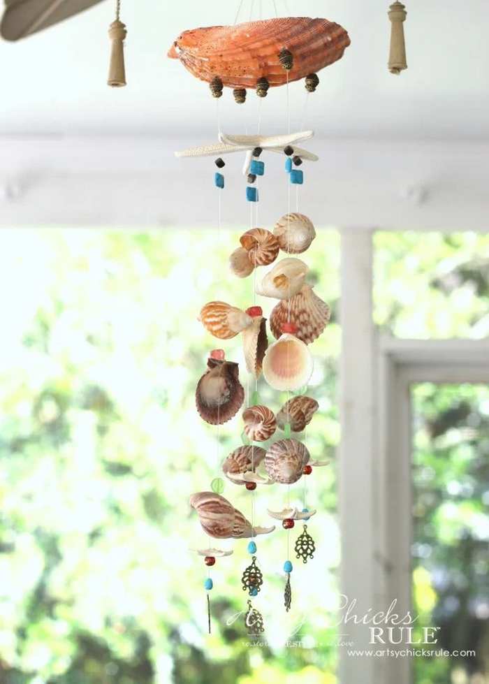 Seashell and bead wind chime