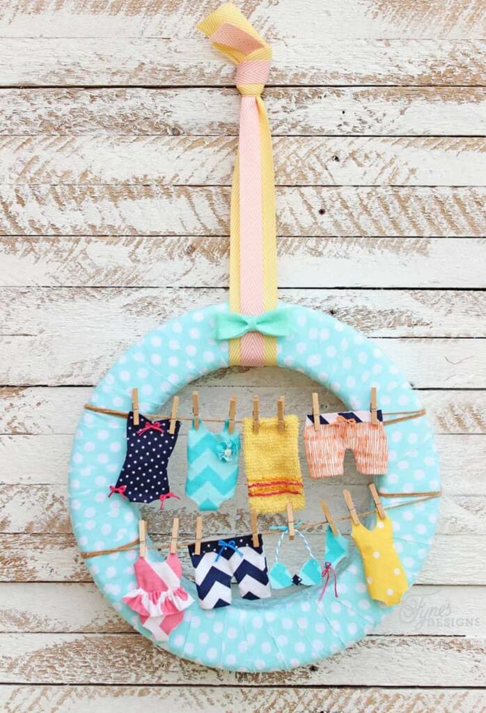 Swimsuits on the clothesline summer wreath