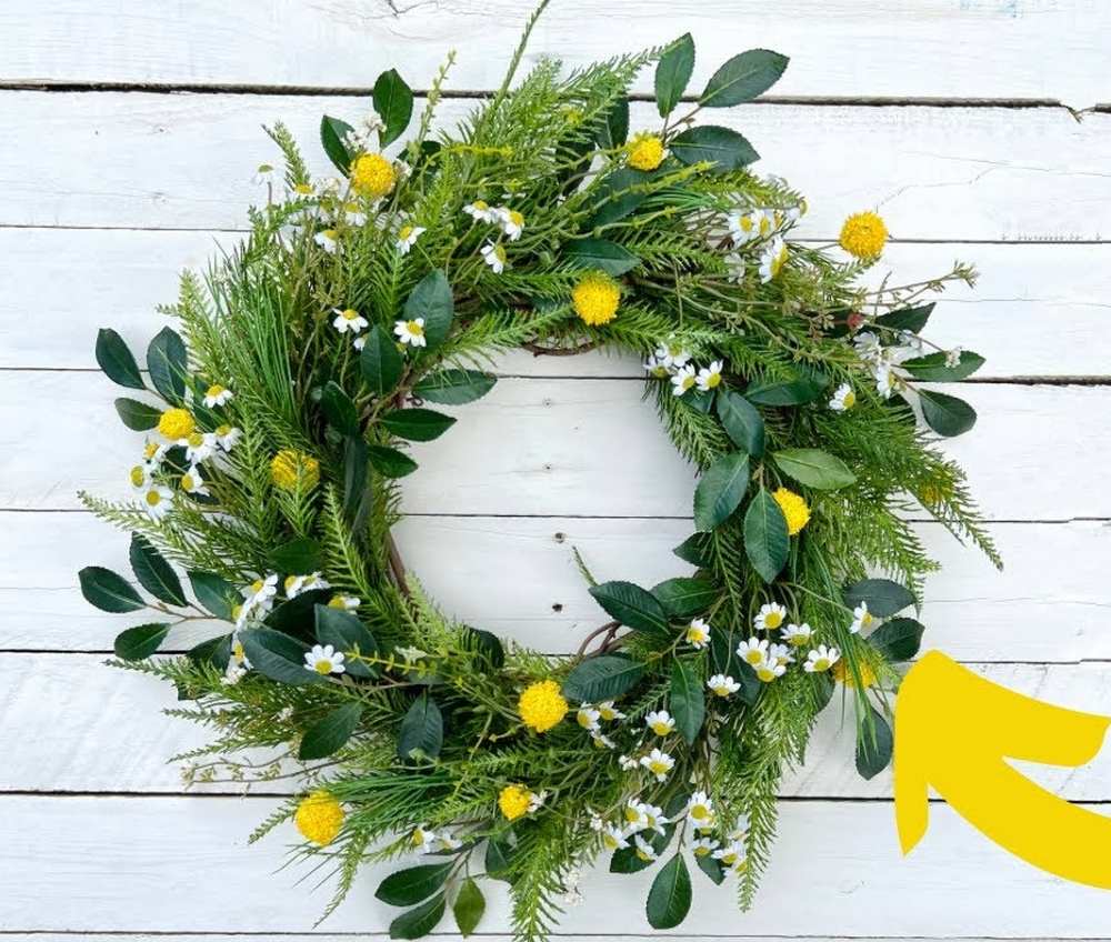 Summer wreath with faux flowers