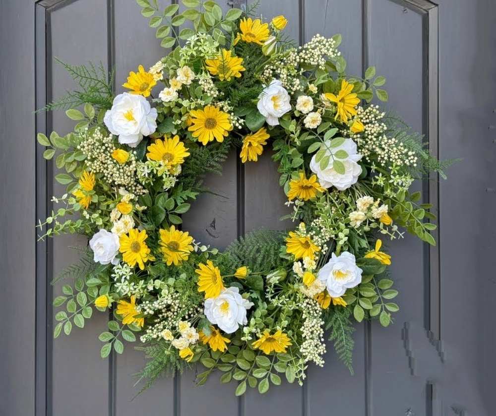 DIY yellow floral wreath