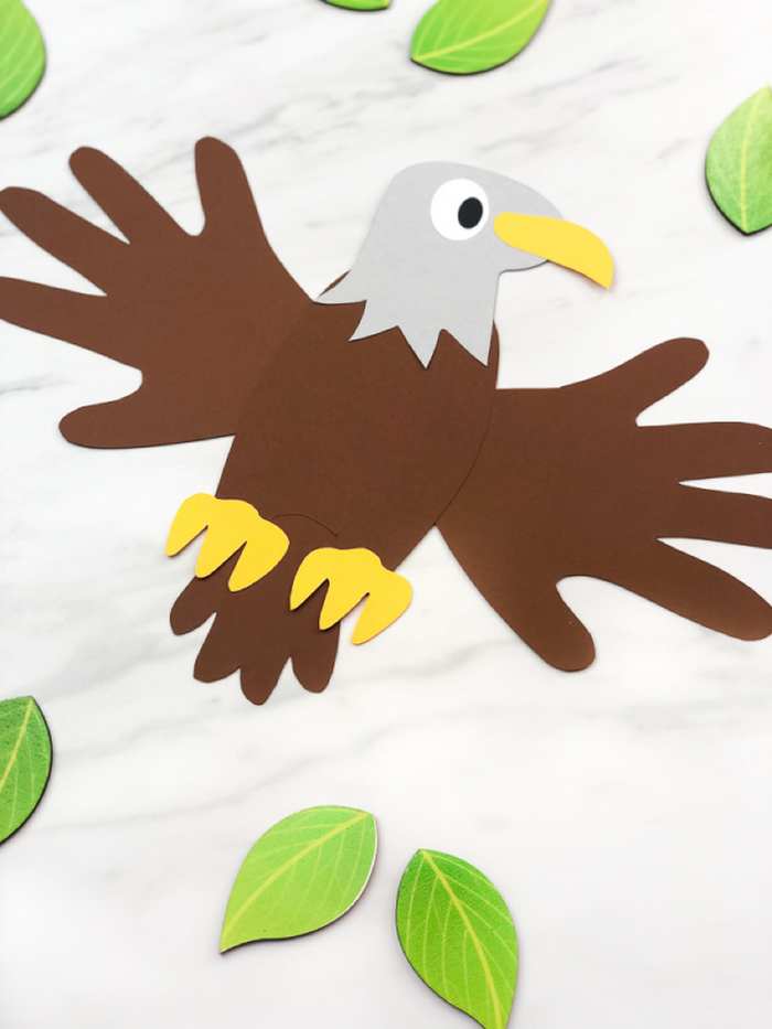Handprint bald eagle craft for kids