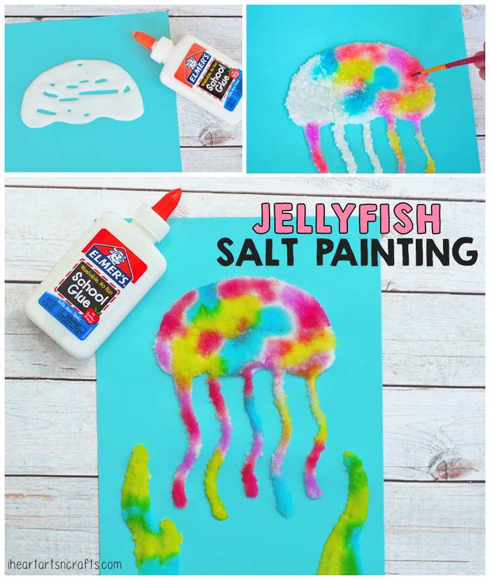 Jellyfish salt painting activity for kids