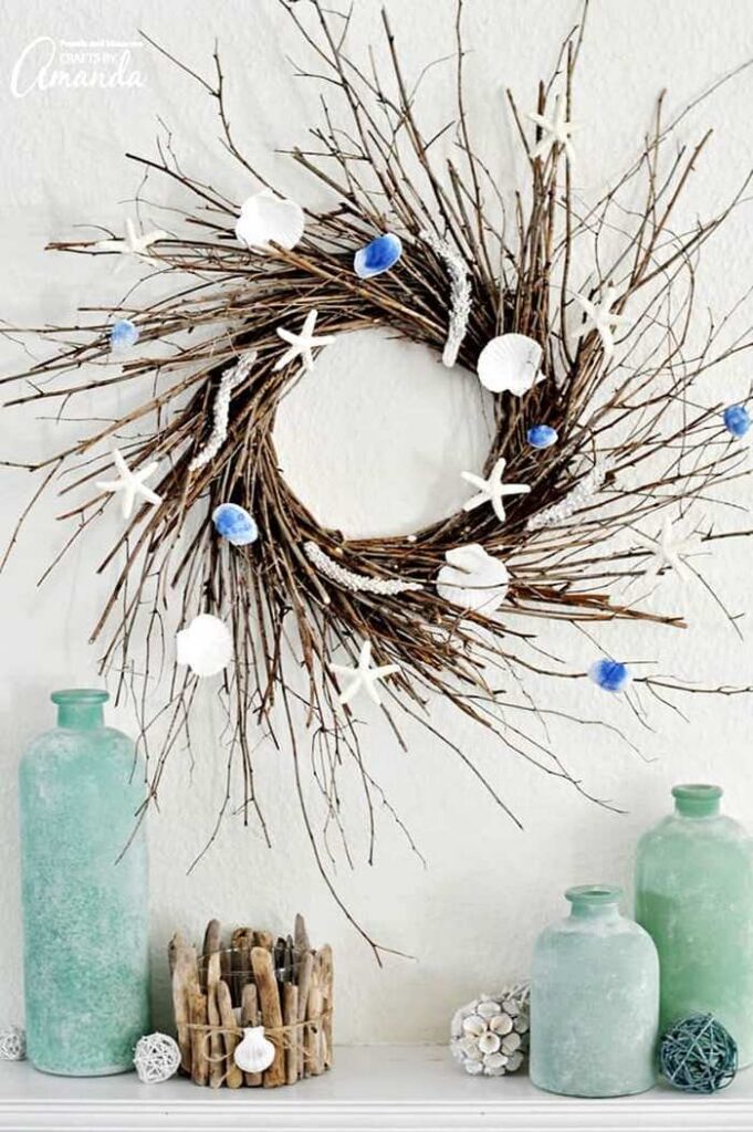Twig coastal wreath DIY