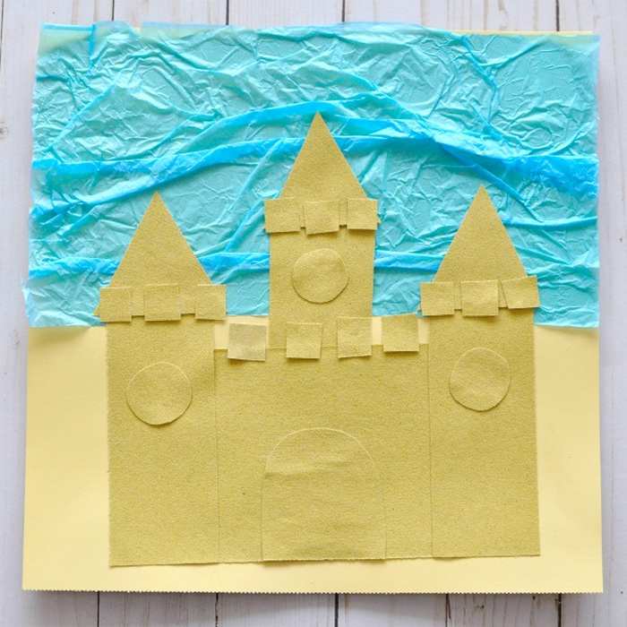 Sand paper sand castle craft for kids