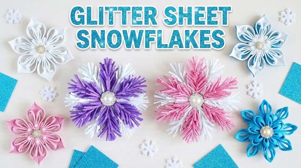 DIY Snowflakes From Glitter Paper