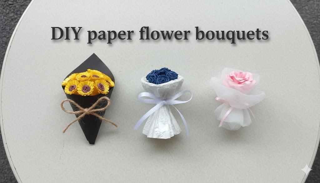 crochet paper flower bouquets