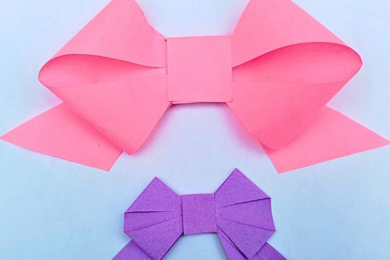 How to Craft Cute Paper Bow with Origami and Cutting