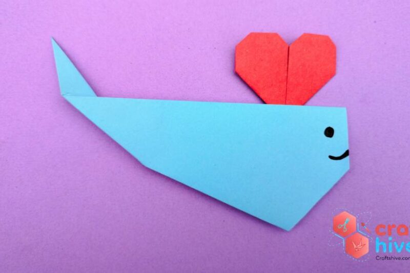 Easy Origami Whale with Heart Blow Up Craft for Valentine’s Day