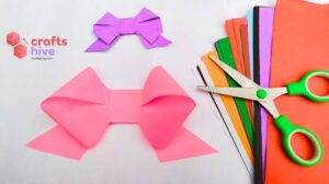 How to Craft Cute Paper Bow with Origami and Cutting