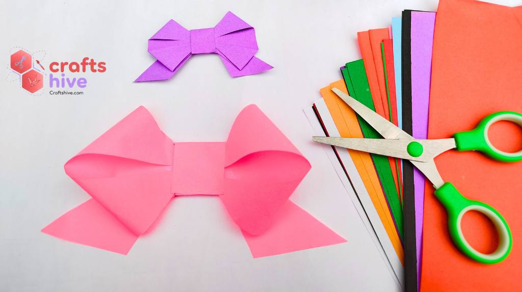 How to Craft Cute Paper Bow with Origami and Cutting