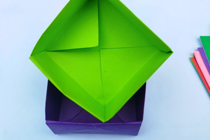 How to Fold Origami Masu Box with Cover