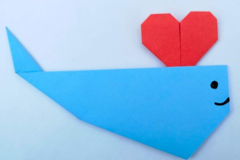 Easy Origami Whale with Heart Blow Up Craft