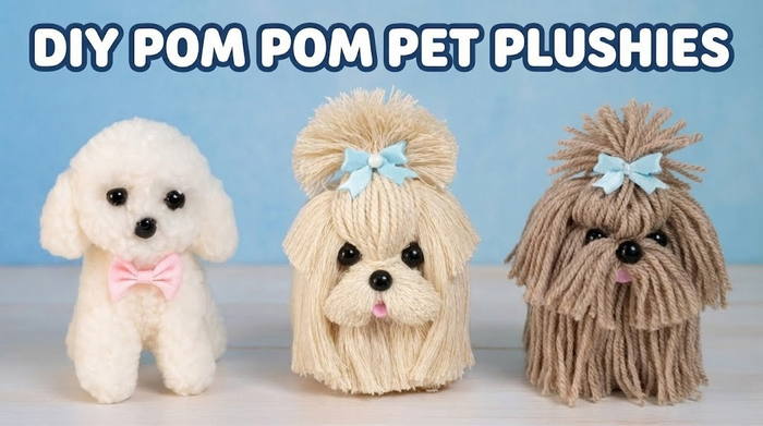 diy pom pom pet plushies