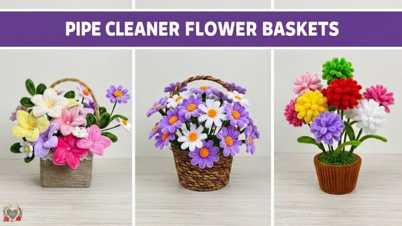 pipe cleaner flower baskets