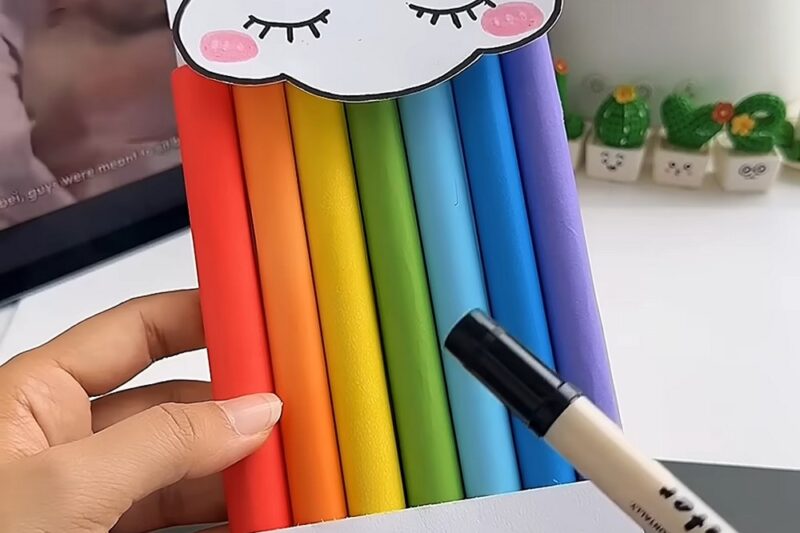 DIY Rainbow & Cloud Pencil Holder Decor for Summer