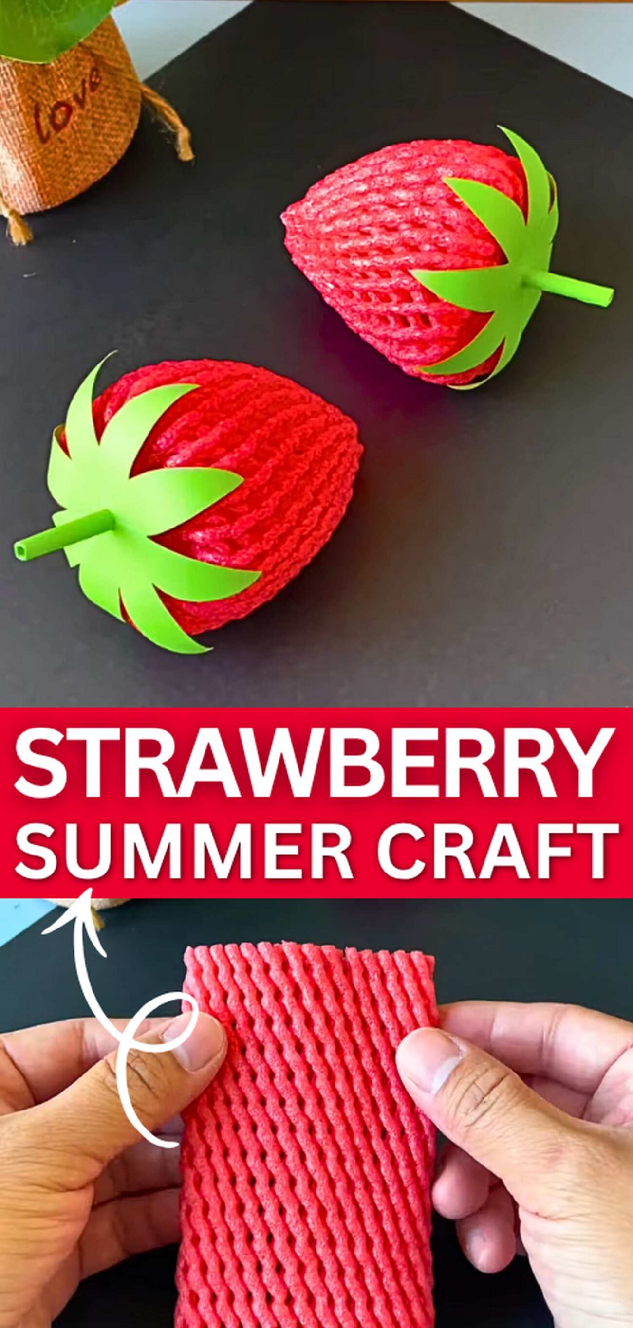 DIY Strawberry From Fruit Net Craft For Summer : Crafts Hive