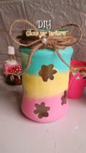 DIY Pastel Painted Mason Jar Lantern for Summer Decoration
