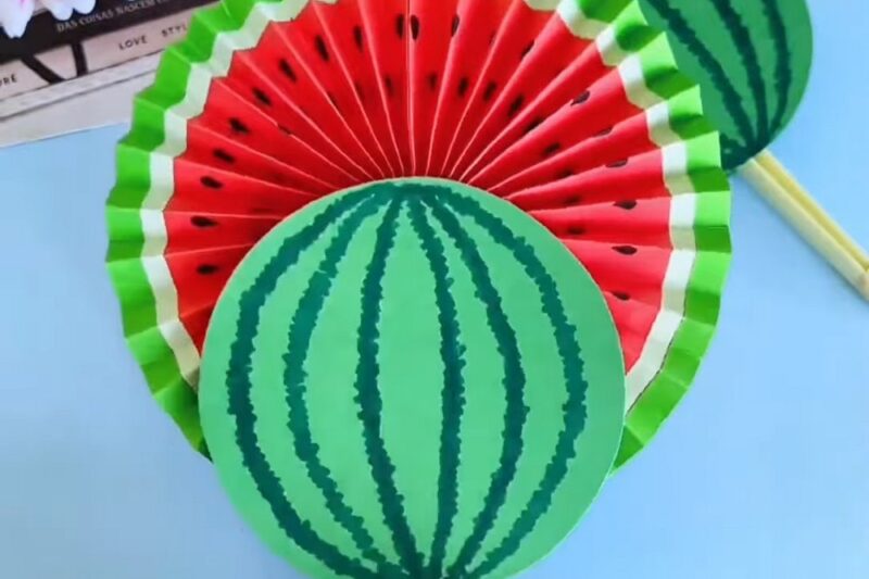 How to Make Foldable Watermelon Paper Fan For Summer