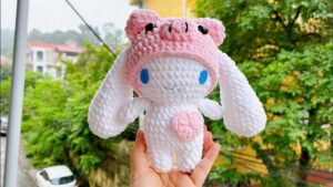 Free Crochet Bunny In Pig Hat Pattern for Kids