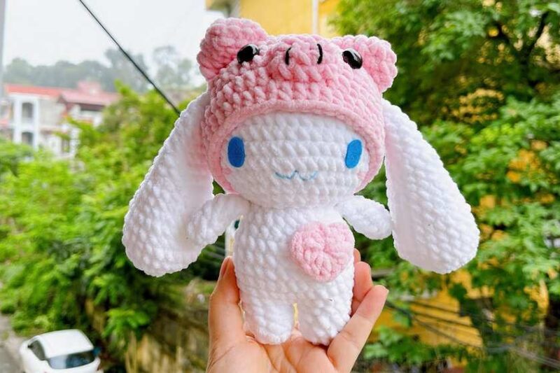 Free Crochet Bunny In Pig Hat Pattern for Kids