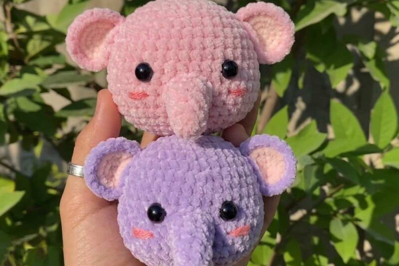 Free Crochet Elephant Face Plushie Pattern for Kids