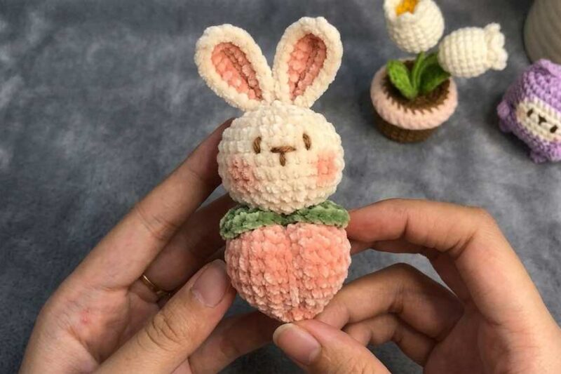 Free Crochet Peach Bunny Amigurumi Plush Pattern for Kids