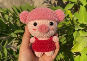 Free Crochet Dressed Pig Doll Plushie Pattern for Kids