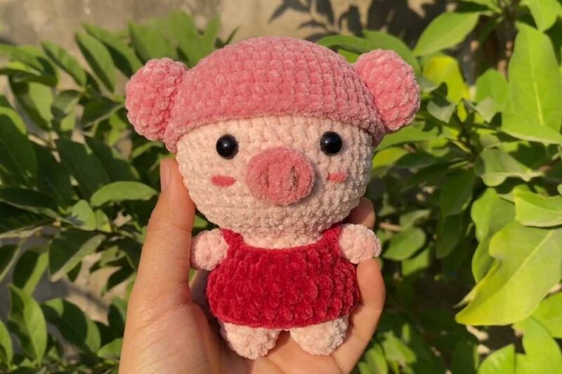 Free Crochet Dressed Pig Doll Plushie Pattern for Kids