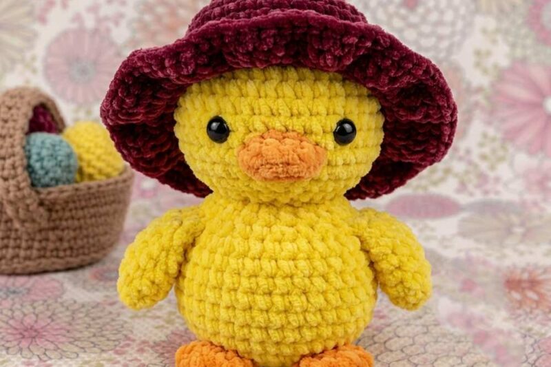 Free Crochet Summer Duck Plushie With Removeable Hat