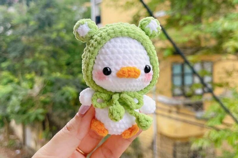 Free Crochet Frog Duck Plushie Pattern for Kids