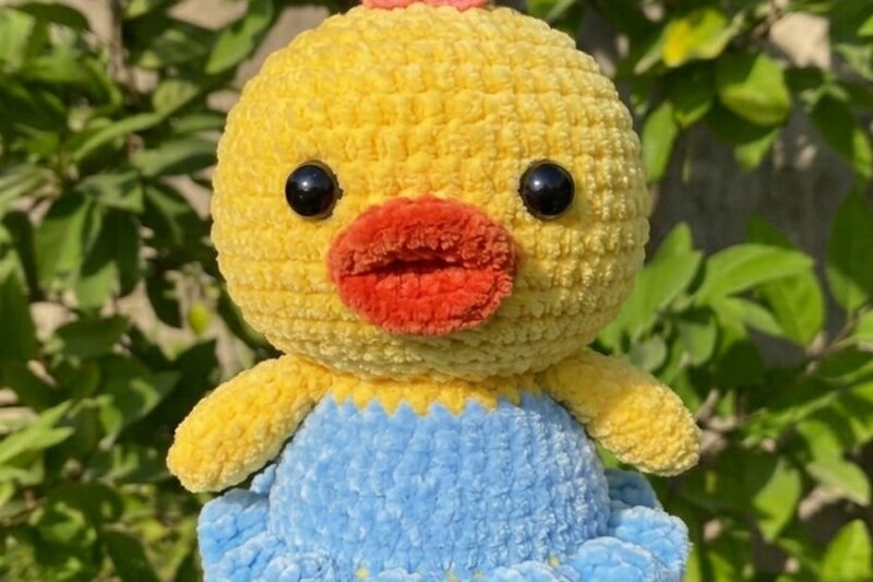 Free Crochet Dressed Duck Plushie for Girls
