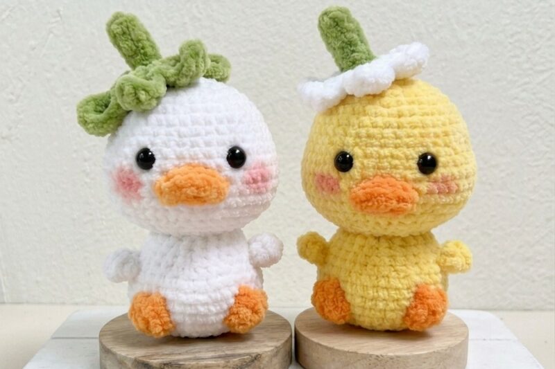 Free Crochet Flower Duck Plushie for Summer